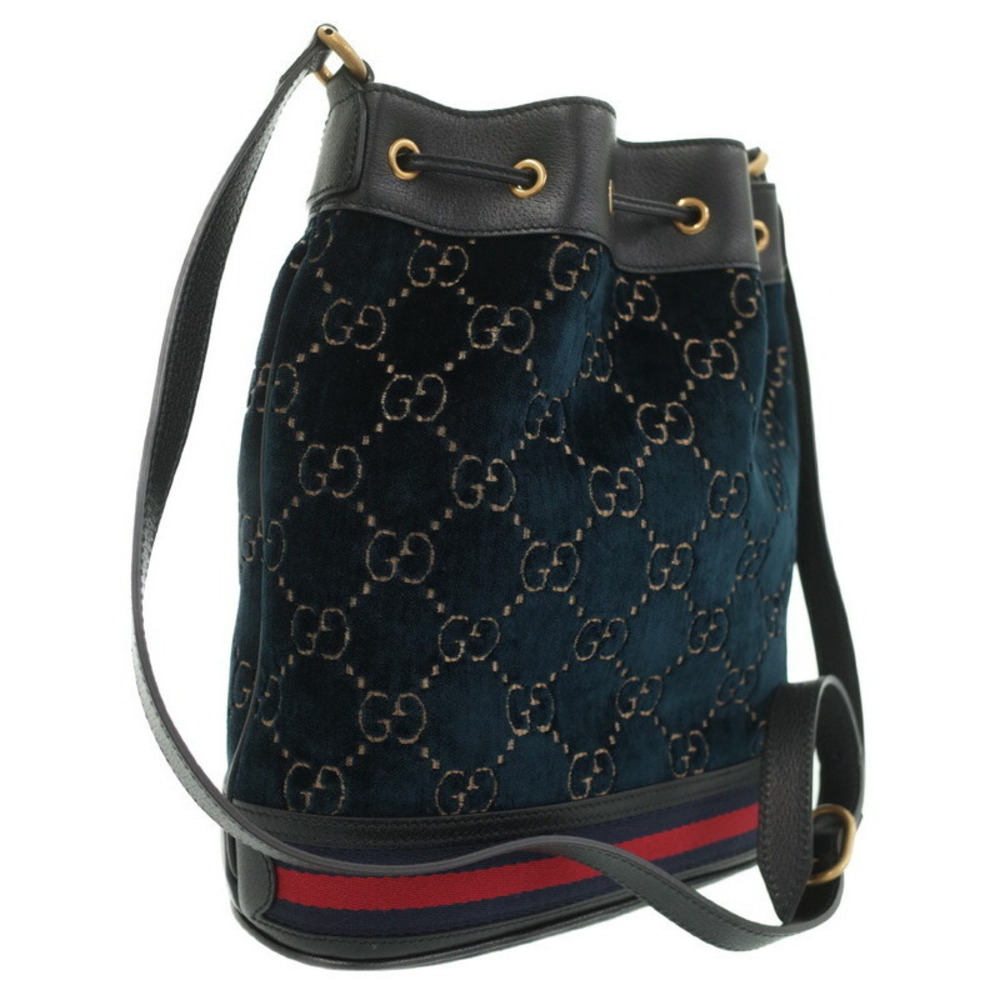 Gucci GG Black Bucket Velvet Bag Shoulder